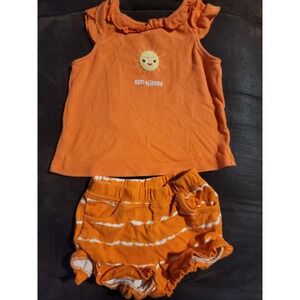 Gymboree tropical bloom sun kissed top 3t orange shorts 2t